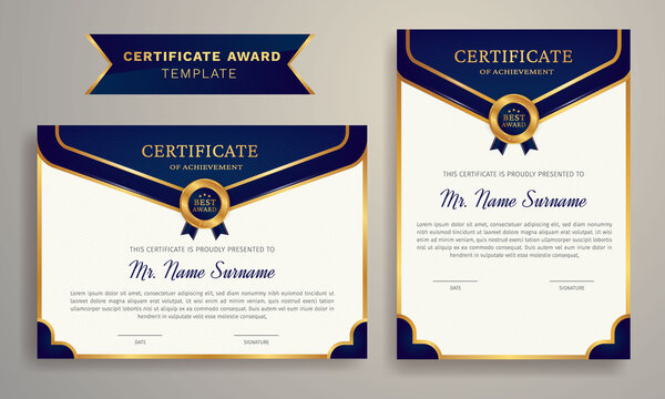 Golden colour Certificate Award Design Template