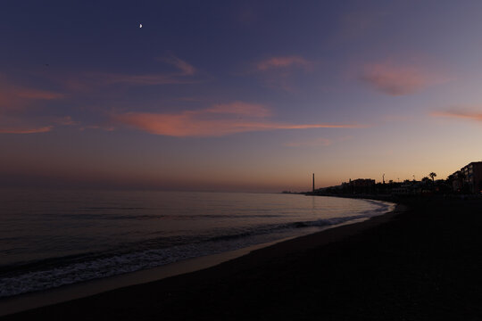 Sunset in Malaga beach in Andalusia Spain © Daniel Perdiguero