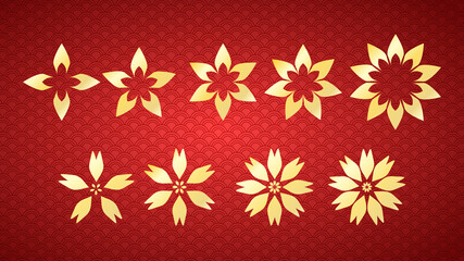 Flowers Decorative Symbol in chinese new year on red background,Vector illustration EPS 10	