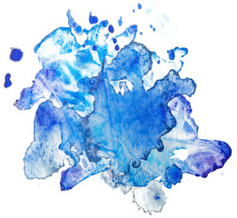 watercolor stain blue stains on white background