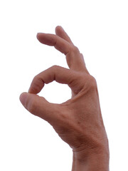 Alles Bestens! Hand eines Mannes macht das Okay Zeichen