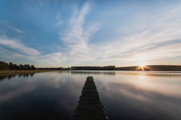 Fototapeta premium Sunrise Reservoir Water Jetty Pier
