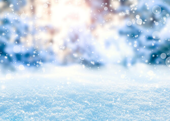 Beautiful fluffy snow, bokeh effect. Winter season