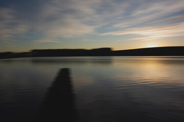 Naklejka premium Sunrise Reservoir Water Jetty Pier