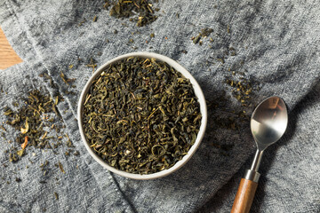 Dry Green Organic Tea Leaves