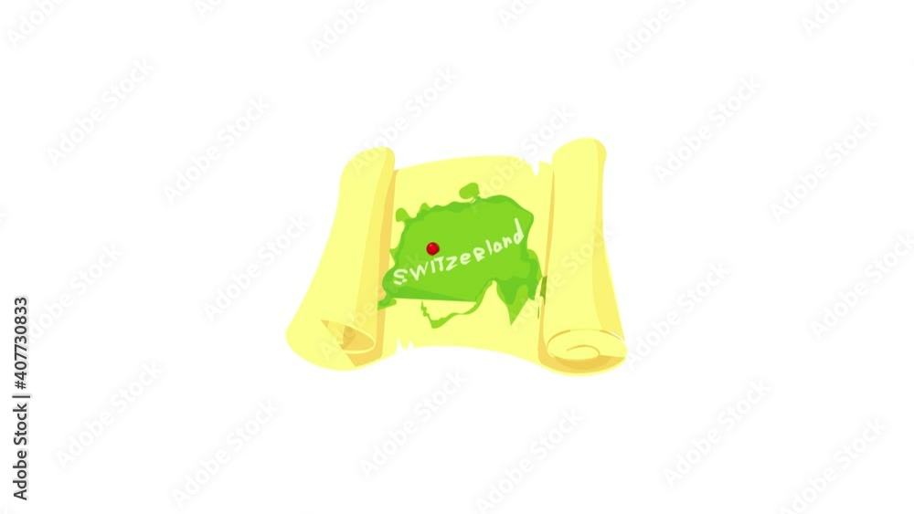 Poster switzerland map icon animation best object on white background