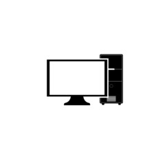 Pc with monitor icon isolated on white background