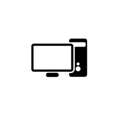 Pc with monitor icon isolated on white background