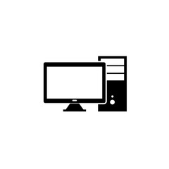 Pc with monitor icon isolated on white background