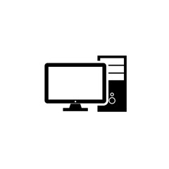 Pc with monitor icon isolated on white background