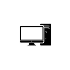 Pc with monitor icon isolated on white background