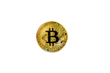Bitcoin coin on a white background.