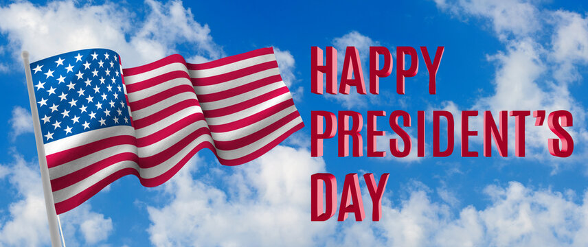 Postcard for the holiday of the President's Day with the image of the flag of America