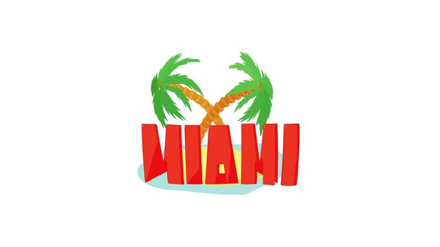 Miami palm icon animation best object on white background