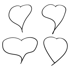 Hearts Scribble Set. Vector.