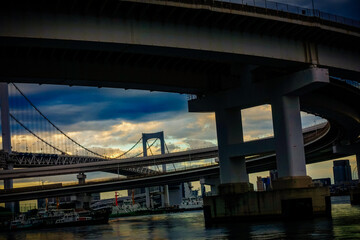 Fototapeta premium 芝浦から見上げるレインボーブリッジ