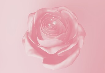 one elegant light pink pastel rose with beads, 3d render