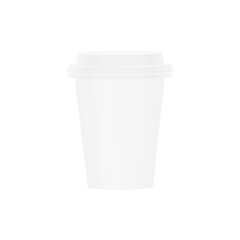 Coffee white cup 3D icon. Paper or plastic mockup glass. Vector illustration isolated on white.