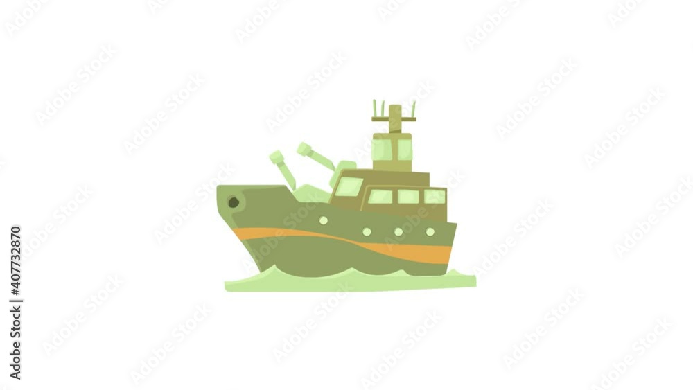 Poster battleship icon animation best object on white background