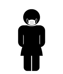 Femme en jupe avec un masque