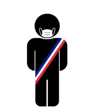 Elu de la r&eacute;publique fran&ccedil;aise avec un masque