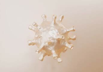 Light beige coronavirus, minimalist Covid-19, 3d render
