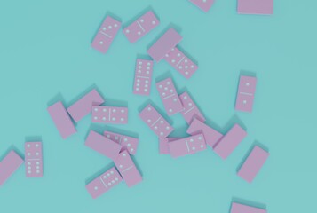 Dominoes 3d render on colored background