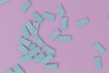 Dominoes 3d render on colored background