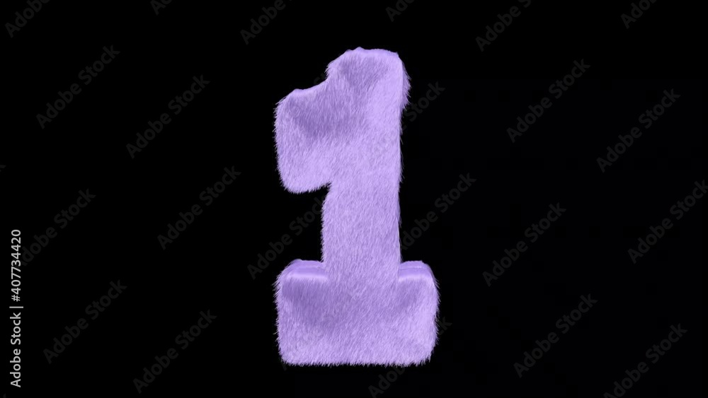 Fototapete english number made from mink fur. there is animation and alpha mask.font-rf krabuler.the animation 