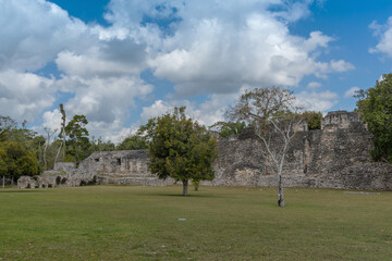 Fototapeta na wymiar The ruins of the ancient Mayan city of Kohunlich, Quintana Roo, Mexico