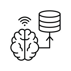 Brain Server artificial intelligence line icon