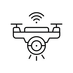 Drone with camera technology line icon