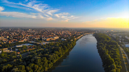 Fototapeta premium sunset over the river