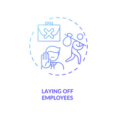 Obraz premium Laying off employes concept icon. Cost reduction idea thin line illustration. Budget optimization. Value chain components. Vector isolated outline RGB color drawing. Crisis solution