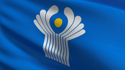Flag of the Commonwealth of Independent States or CIS. 3D rendering illustration of waving sign symbol.
