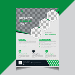 Obraz premium Modern Business Flyer Template Design, Brochure design, layout, Green Color, poster, QR Code, Vector illustration