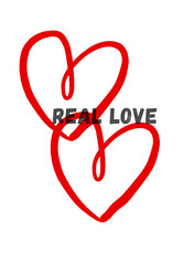 Real love sign with two hearts