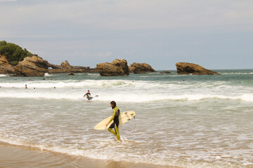 View of the windsurfers and ocean on the sunny day