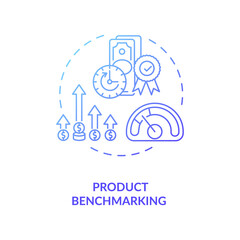 Product benchmarking concept icon. Cost reduction idea thin line illustration. Business process improvement. Benchmarking information. Company development. Vector isolated outline RGB color drawing