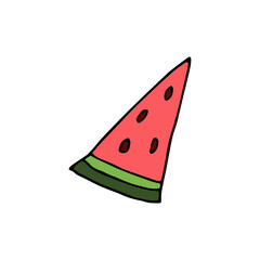 Doodle icon watermelon. Contour drawing of a watermelon isolated on a white background Vector illustration