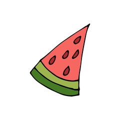 Doodle icon watermelon. Contour drawing of a watermelon isolated on a white background Vector illustration