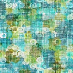 Rustic sea green mottled linen woven texture. Seamless printed fabric pattern for tropical coastal style. Interior textile background. Mottled colorful turquoise dye stains. Vibrant summer home decor
