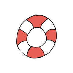 Doodle Lifebuoy. hand drawn of a Lifebuoy isolated on a white background. Vector illustration sticker, icon, design element