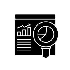 Web analyst black glyph icon. People who are responsible for analyzing maintenance and web development costs of project. Silhouette symbol on white space. Vector isolated illustration