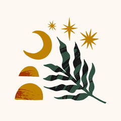 Modern art abstract floral composition. Contemporary design. Vector illustration