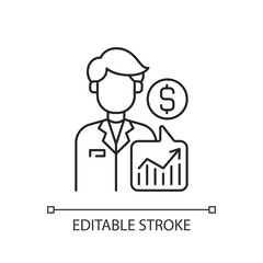 Expert prediction linear icon. Sport games foreseeing. Analytical approach in match forecast. Thin line customizable illustration. Contour symbol. Vector isolated outline drawing. Editable stroke