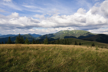 Clouds floating over the peaks of the Low Tatras