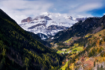 Alps, Dolomites, Italy, view of a small village near Capriolli
