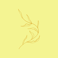 Tiny linear leaf logo or label template. Single sketch.