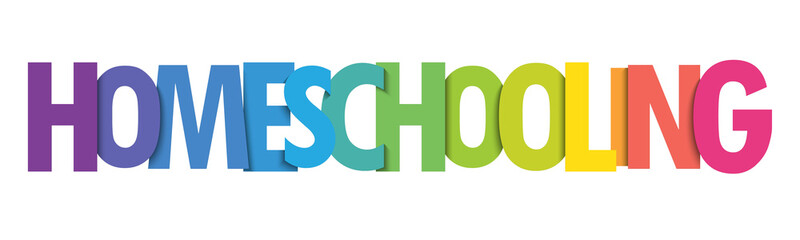 HOMESCHOOLING colorful vector typography banner isolated on white background